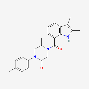 molecular formula C23H25N3O2 B5543591 4-[(2,3-二甲基-1H-吲哚-7-基)羰基]-5-甲基-1-(4-甲苯基)-2-哌嗪酮 