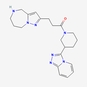molecular formula C21H27N7O B5543629 2-[3-oxo-3-(3-[1,2,4]triazolo[4,3-a]pyridin-3-yl-1-piperidinyl)propyl]-5,6,7,8-tetrahydro-4H-pyrazolo[1,5-a][1,4]diazepine hydrochloride 