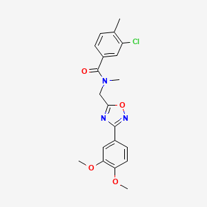 molecular formula C20H20ClN3O4 B5543656 3-chloro-N-{[3-(3,4-dimethoxyphenyl)-1,2,4-oxadiazol-5-yl]methyl}-N,4-dimethylbenzamide 