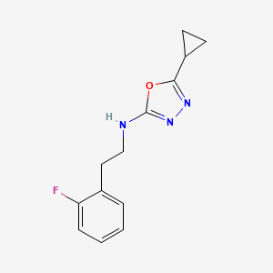 molecular formula C13H14FN3O B5543667 5-cyclopropyl-N-[2-(2-fluorophenyl)ethyl]-1,3,4-oxadiazol-2-amine 
