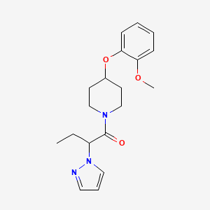 molecular formula C19H25N3O3 B5543675 4-(2-methoxyphenoxy)-1-[2-(1H-pyrazol-1-yl)butanoyl]piperidine 