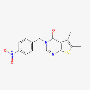 molecular formula C15H13N3O3S B5543703 5,6-dimethyl-3-(4-nitrobenzyl)thieno[2,3-d]pyrimidin-4(3H)-one 