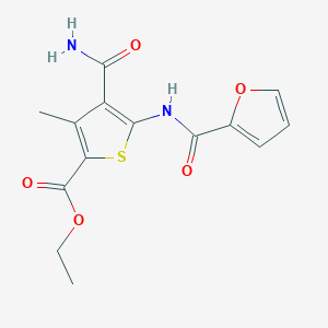molecular formula C14H14N2O5S B5543753 ethyl 4-(aminocarbonyl)-5-(2-furoylamino)-3-methyl-2-thiophenecarboxylate 