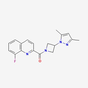 molecular formula C18H17FN4O B5543765 2-{[3-(3,5-二甲基-1H-吡唑-1-基)-1-氮杂环丁基]羰基}-8-氟喹啉 