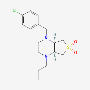 molecular formula C16H23ClN2O2S B5543810 (4aS*,7aR*)-1-(4-氯苄基)-4-丙基八氢噻吩并[3,4-b]吡嗪-6,6-二氧化物 