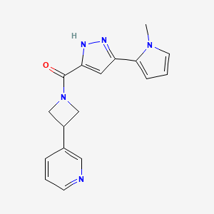 molecular formula C17H17N5O B5543817 3-(1-{[3-(1-methyl-1H-pyrrol-2-yl)-1H-pyrazol-5-yl]carbonyl}-3-azetidinyl)pyridine 