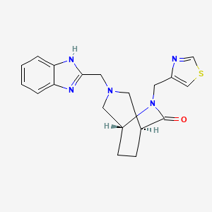 molecular formula C19H21N5OS B5543830 (1S*,5R*)-3-(1H-benzimidazol-2-ylmethyl)-6-(1,3-thiazol-4-ylmethyl)-3,6-diazabicyclo[3.2.2]nonan-7-one 