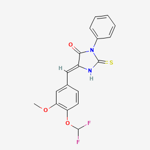 molecular formula C18H14F2N2O3S B5543844 5-[4-(二氟甲氧基)-3-甲氧基苄叉亚甲基]-3-苯基-2-硫代-4-咪唑烷酮 