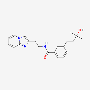 molecular formula C21H25N3O2 B5543885 3-(3-hydroxy-3-methylbutyl)-N-(2-imidazo[1,2-a]pyridin-2-ylethyl)benzamide 