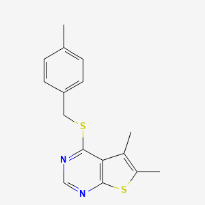 molecular formula C16H16N2S2 B5543904 5,6-二甲基-4-[(4-甲基苄基)硫代]噻吩并[2,3-d]嘧啶 