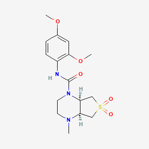 molecular formula C16H23N3O5S B5543928 (4aS*,7aR*)-N-(2,4-dimethoxyphenyl)-4-methylhexahydrothieno[3,4-b]pyrazine-1(2H)-carboxamide 6,6-dioxide 