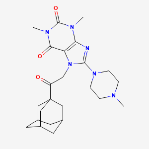 molecular formula C24H34N6O3 B5543941 7-[2-(1-adamantyl)-2-oxoethyl]-1,3-dimethyl-8-(4-methylpiperazin-1-yl)-3,7-dihydro-1H-purine-2,6-dione 