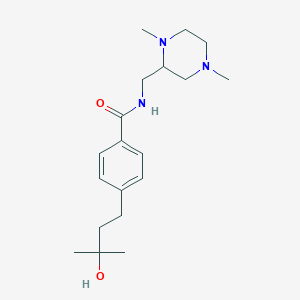 molecular formula C19H31N3O2 B5543949 N-[(1,4-dimethyl-2-piperazinyl)methyl]-4-(3-hydroxy-3-methylbutyl)benzamide 