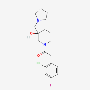 molecular formula C18H24ClFN2O2 B5543980 1-[(2-chloro-4-fluorophenyl)acetyl]-3-(pyrrolidin-1-ylmethyl)piperidin-3-ol 