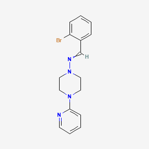 molecular formula C16H17BrN4 B5544008 N-(2-溴苯亚甲基)-4-(2-吡啶基)-1-哌嗪胺 