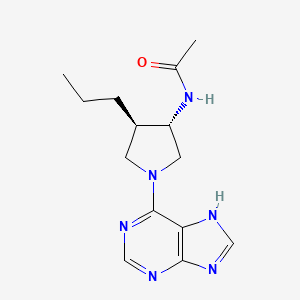 molecular formula C14H20N6O B5544014 N-[(3S*,4R*)-4-丙基-1-(9H-嘌呤-6-基)-3-吡咯烷基]乙酰胺 