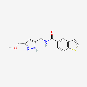 molecular formula C15H15N3O2S B5544037 N-{[5-(methoxymethyl)-1H-pyrazol-3-yl]methyl}-1-benzothiophene-5-carboxamide 
