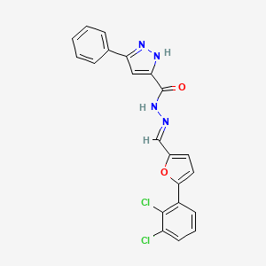 molecular formula C21H14Cl2N4O2 B5544083 N'-{[5-(2,3-dichlorophenyl)-2-furyl]methylene}-3-phenyl-1H-pyrazole-5-carbohydrazide 