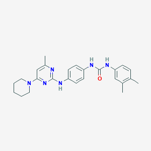 molecular formula C25H30N6O B5544094 N-(3,4-dimethylphenyl)-N'-(4-{[4-methyl-6-(1-piperidinyl)-2-pyrimidinyl]amino}phenyl)urea 