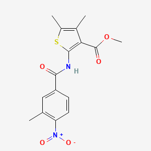 molecular formula C16H16N2O5S B5544101 methyl 4,5-dimethyl-2-[(3-methyl-4-nitrobenzoyl)amino]-3-thiophenecarboxylate 