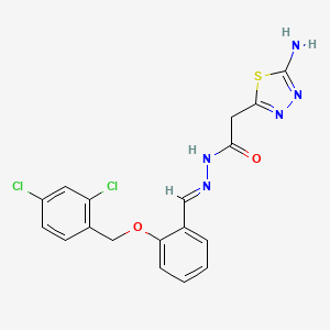 molecular formula C18H15Cl2N5O2S B5544104 2-(5-氨基-1,3,4-噻二唑-2-基)-N'-{2-[(2,4-二氯苄基)氧基]苯亚甲基}乙酰肼 