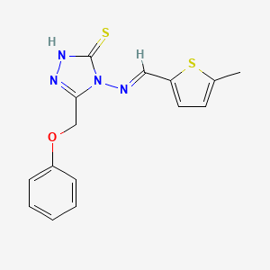 molecular formula C15H14N4OS2 B5544134 4-{[(5-甲基-2-噻吩基)亚甲基]氨基}-5-(苯氧基甲基)-4H-1,2,4-三唑-3-硫醇 