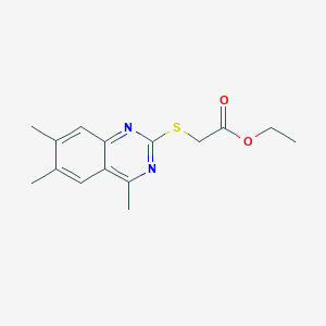 molecular formula C15H18N2O2S B5544209 乙酰硫代[(4,6,7-三甲基-2-喹唑啉基)]乙酯 