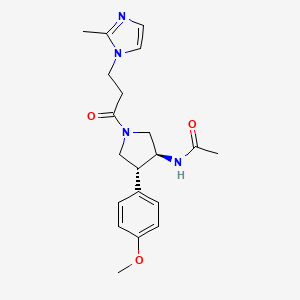 molecular formula C20H26N4O3 B5544237 N-{(3S*,4R*)-4-(4-methoxyphenyl)-1-[3-(2-methyl-1H-imidazol-1-yl)propanoyl]pyrrolidin-3-yl}acetamide 
