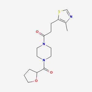 molecular formula C16H23N3O3S B5544265 1-[3-(4-甲基-1,3-噻唑-5-基)丙酰基]-4-(四氢-2-呋喃基羰基)哌嗪 