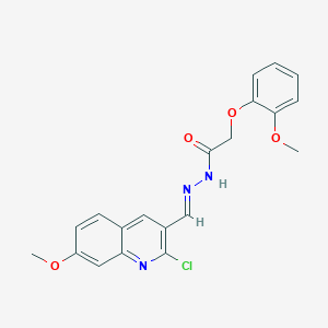 molecular formula C20H18ClN3O4 B5544306 N'-[(2-chloro-7-methoxy-3-quinolinyl)methylene]-2-(2-methoxyphenoxy)acetohydrazide 