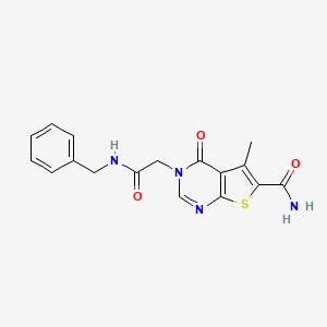 molecular formula C17H16N4O3S B5544368 3-[2-(benzylamino)-2-oxoethyl]-5-methyl-4-oxo-3,4-dihydrothieno[2,3-d]pyrimidine-6-carboxamide 