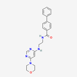 molecular formula C23H25N5O2 B5544430 N-(2-{[6-(4-吗啉基)-4-嘧啶基]氨基}乙基)-4-联苯甲酰胺 
