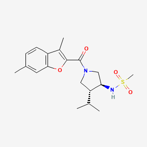 molecular formula C19H26N2O4S B5544468 N-{(3S*,4R*)-1-[(3,6-二甲基-1-苯并呋喃-2-基)羰基]-4-异丙基-3-吡咯烷基}甲磺酰胺 