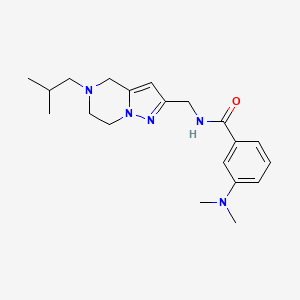 molecular formula C20H29N5O B5544479 3-(dimethylamino)-N-[(5-isobutyl-4,5,6,7-tetrahydropyrazolo[1,5-a]pyrazin-2-yl)methyl]benzamide 