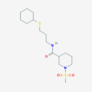 molecular formula C16H30N2O3S2 B5544486 N-[3-(环己基硫代)丙基]-1-(甲磺酰基)-3-哌啶甲酰胺 