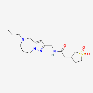 molecular formula C17H28N4O3S B5544504 2-(1,1-dioxidotetrahydro-3-thienyl)-N-[(5-propyl-5,6,7,8-tetrahydro-4H-pyrazolo[1,5-a][1,4]diazepin-2-yl)methyl]acetamide 