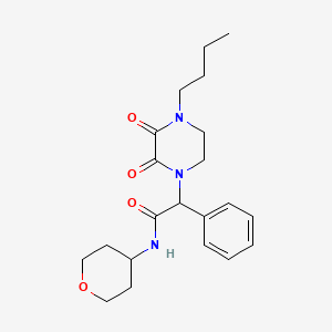 molecular formula C21H29N3O4 B5544536 2-(4-butyl-2,3-dioxopiperazin-1-yl)-2-phenyl-N-(tetrahydro-2H-pyran-4-yl)acetamide 