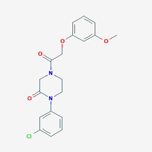 molecular formula C19H19ClN2O4 B5544550 1-(3-chlorophenyl)-4-[(3-methoxyphenoxy)acetyl]-2-piperazinone 