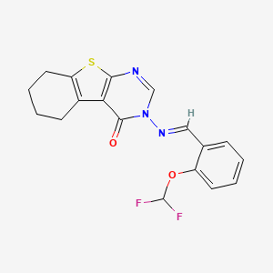 molecular formula C18H15F2N3O2S B5544575 3-{[2-(二氟甲氧基)苄叉]氨基}-5,6,7,8-四氢[1]苯并噻吩并[2,3-d]嘧啶-4(3H)-酮 