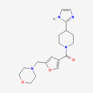 molecular formula C18H24N4O3 B5544586 4-[(4-{[4-(1H-imidazol-2-yl)-1-piperidinyl]carbonyl}-2-furyl)methyl]morpholine 