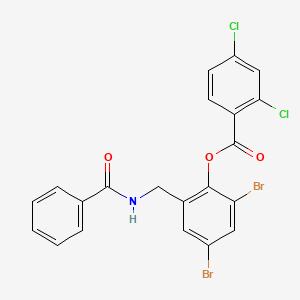 molecular formula C21H13Br2Cl2NO3 B5544629 2-[(苯甲酰氨基)甲基]-4,6-二溴苯基 2,4-二氯苯甲酸酯 