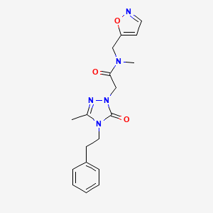 molecular formula C18H21N5O3 B5544632 N-(5-isoxazolylmethyl)-N-methyl-2-[3-methyl-5-oxo-4-(2-phenylethyl)-4,5-dihydro-1H-1,2,4-triazol-1-yl]acetamide 
