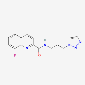 molecular formula C15H14FN5O B5544638 8-氟-N-[3-(1H-1,2,3-三唑-1-基)丙基]-2-喹啉甲酰胺 