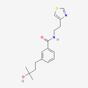 molecular formula C17H22N2O2S B5544652 3-(3-hydroxy-3-methylbutyl)-N-[2-(1,3-thiazol-4-yl)ethyl]benzamide 