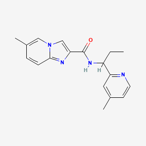 molecular formula C18H20N4O B5544706 6-甲基-N-[1-(4-甲基-2-吡啶基)丙基]咪唑并[1,2-a]吡啶-2-甲酰胺 