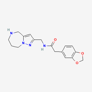 molecular formula C17H20N4O3 B5544718 2-(1,3-benzodioxol-5-yl)-N-(5,6,7,8-tetrahydro-4H-pyrazolo[1,5-a][1,4]diazepin-2-ylmethyl)acetamide hydrochloride 