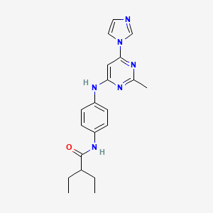 molecular formula C20H24N6O B5544721 2-ethyl-N-(4-{[6-(1H-imidazol-1-yl)-2-methyl-4-pyrimidinyl]amino}phenyl)butanamide 