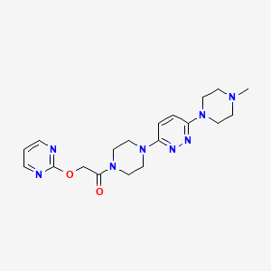 molecular formula C19H26N8O2 B5544727 3-(4-甲基-1-哌嗪基)-6-{4-[(2-嘧啶氧基)乙酰]-1-哌嗪基}哒嗪 