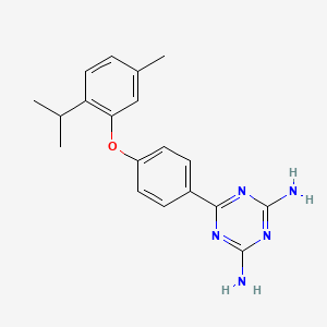 molecular formula C19H21N5O B5544730 6-[4-(2-isopropyl-5-methylphenoxy)phenyl]-1,3,5-triazine-2,4-diamine 