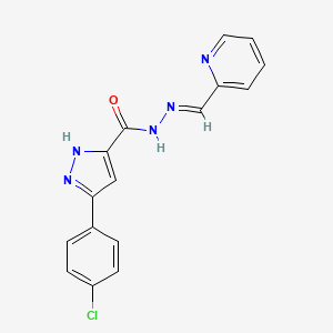 molecular formula C16H12ClN5O B5544741 3-(4-chlorophenyl)-N'-(2-pyridinylmethylene)-1H-pyrazole-5-carbohydrazide 